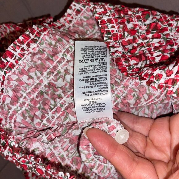 J Crew Womens Top Size Small Red Liberty Elizas Smocked Floral Pure Cotton - Picture 5 of 9